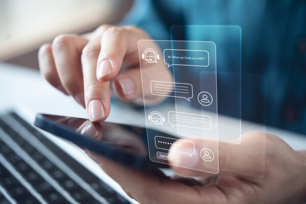Ai Chatbot Conversation Assistant. Person Using Online Customer Service